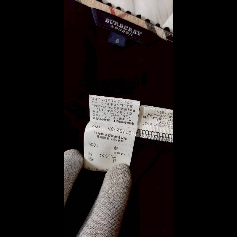 BURBERRY 博柏利 LONDON 戰馬 女黑色抓皺立體蕾絲領口短袖上衣5號-8