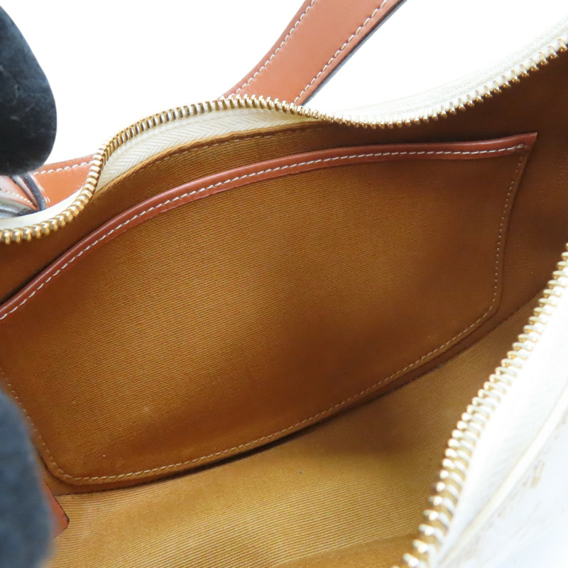 白色Triomphe 帆布 棕色 牛皮 AVA 肩背包 金扣【CELINE 賽琳】 193952BZJ.01BC-5