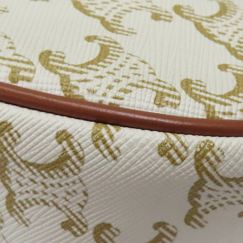白色Triomphe 帆布 棕色 牛皮 AVA 肩背包 金扣【CELINE 賽琳】 193952BZJ.01BC-11