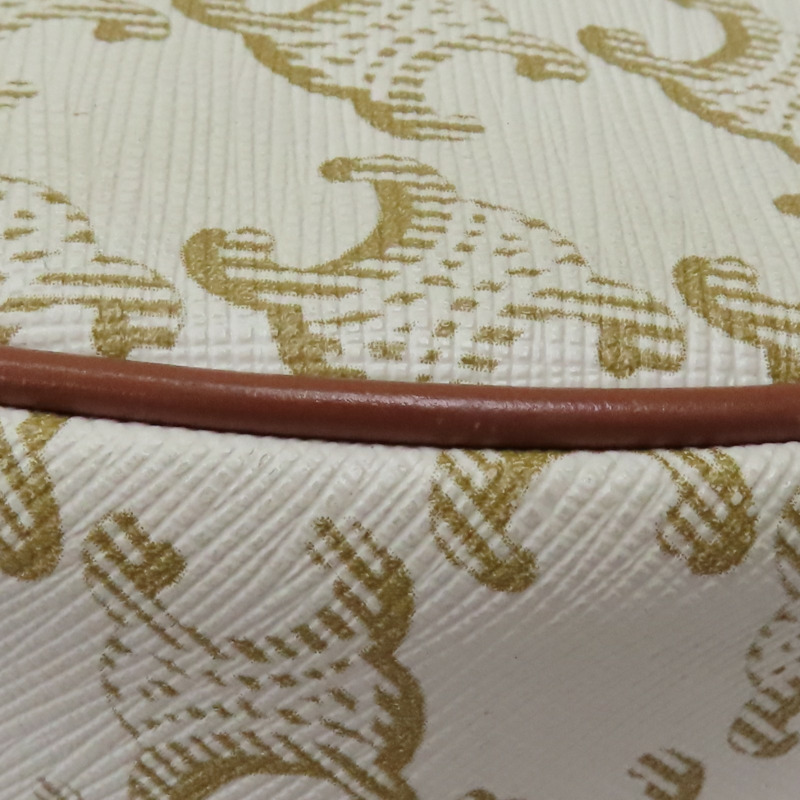 白色Triomphe 帆布 棕色 牛皮 AVA 肩背包 金扣【CELINE 賽琳】 193952BZJ.01BC-13