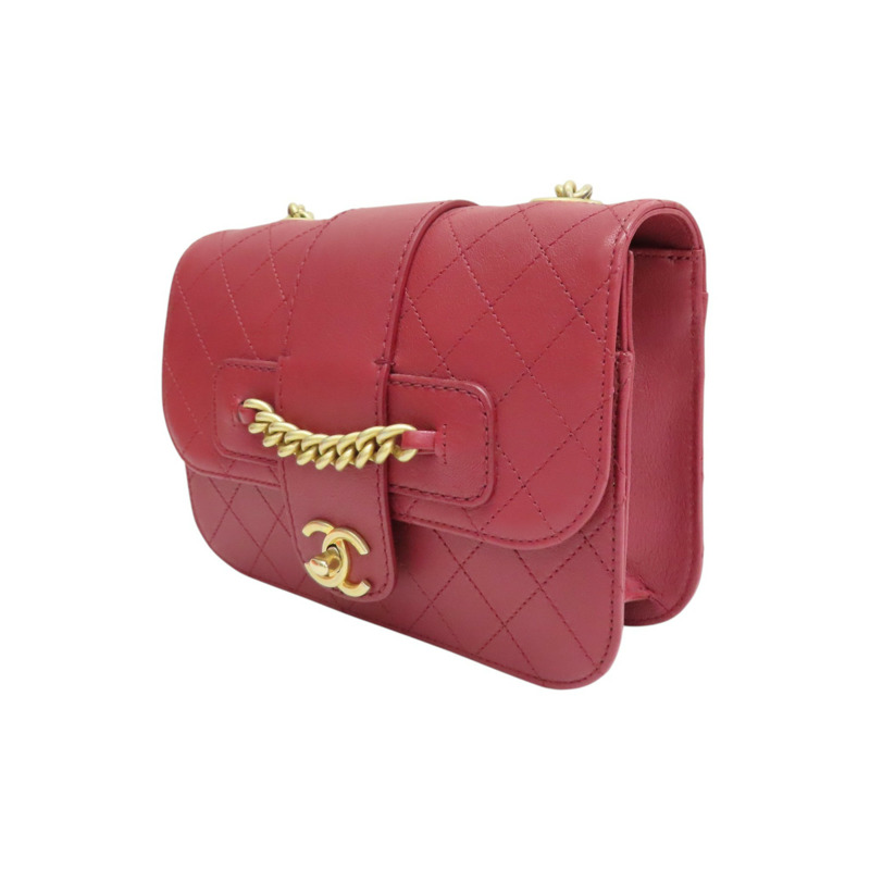 紅色 菱格紋 牛皮 肩背包 (無卡)【CHANEL 香奈兒】-2