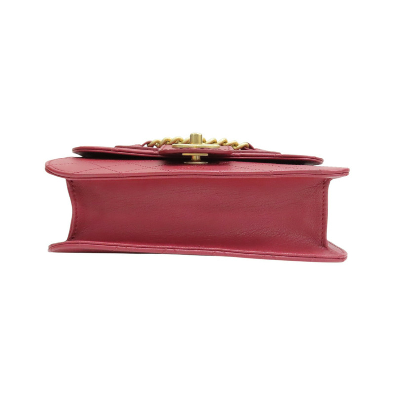 紅色 菱格紋 牛皮 肩背包 (無卡)【CHANEL 香奈兒】-3