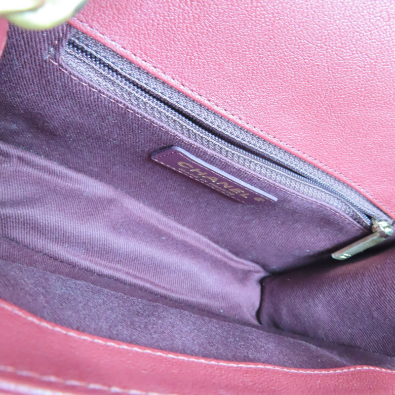 紅色 菱格紋 牛皮 肩背包 (無卡)【CHANEL 香奈兒】-4