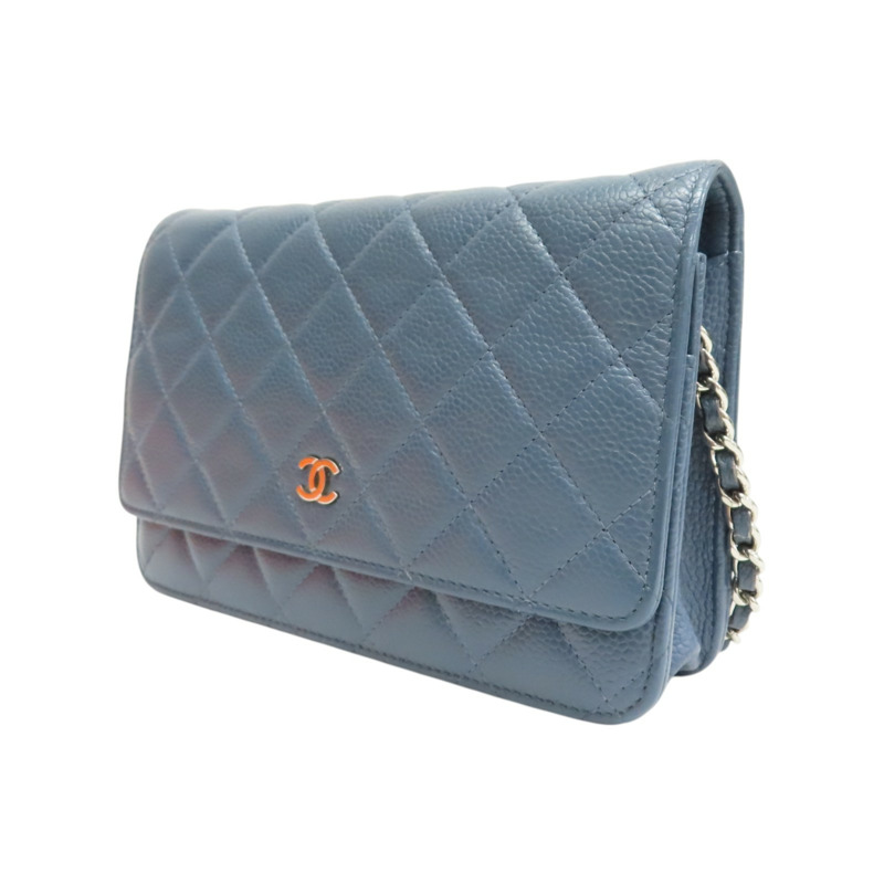 藍色 荔枝紋 牛皮 WOC 肩背包 (無卡)【CHANEL 香奈兒】 A33814-2