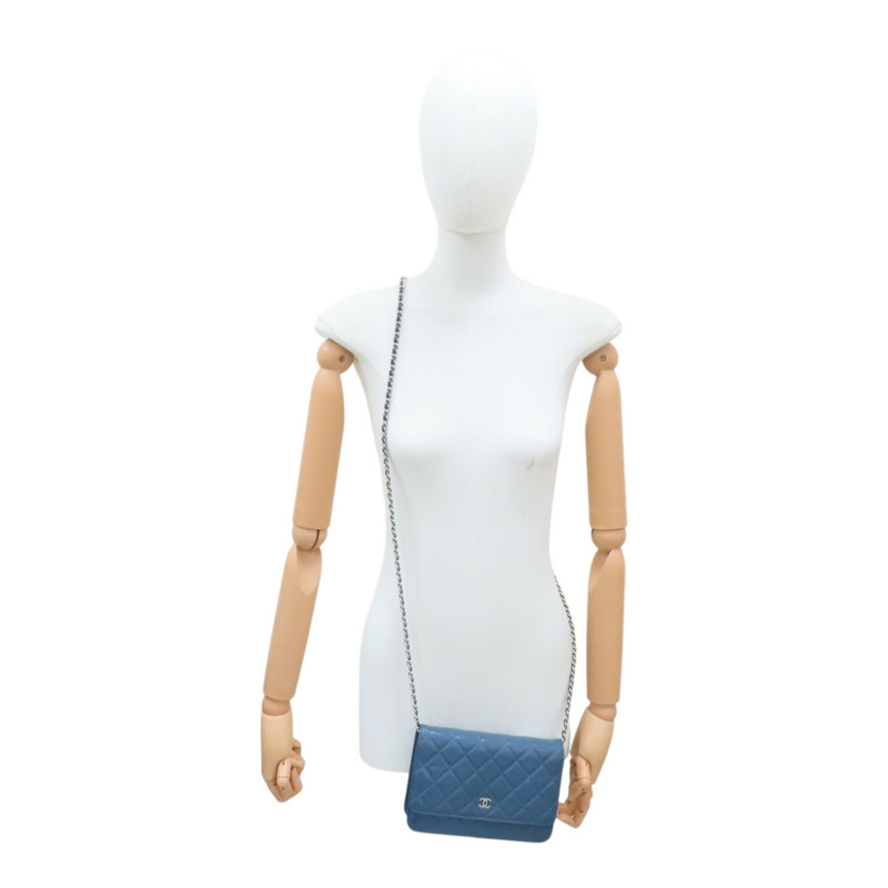 藍色 荔枝紋 牛皮 WOC 肩背包 (無卡)【CHANEL 香奈兒】 A33814-12