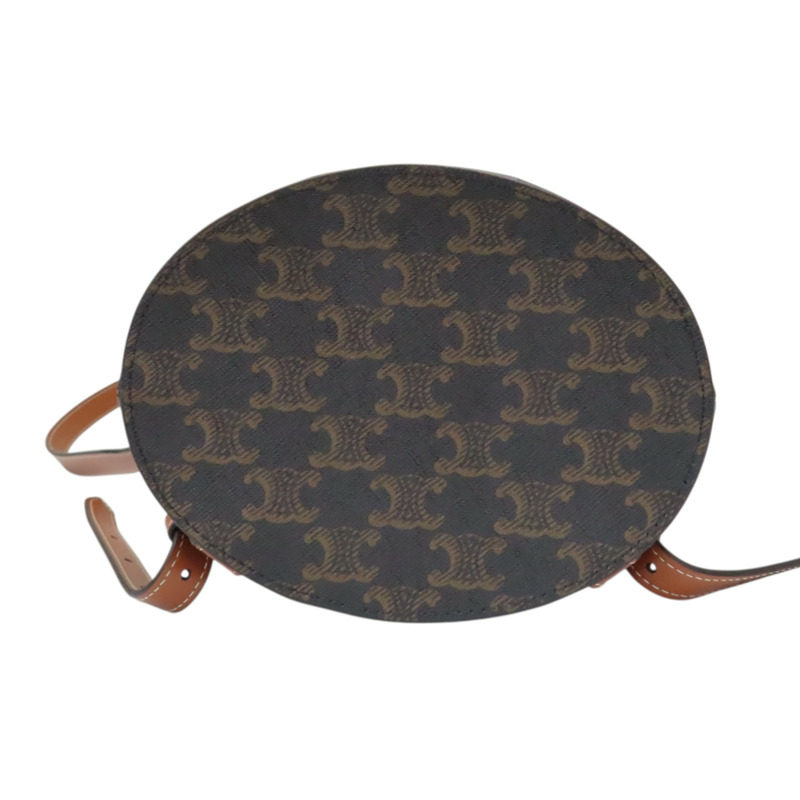 棕色 BONNIE 印花帆布 牛皮 後背包 金扣【CELINE 賽琳】 118702CAS-3