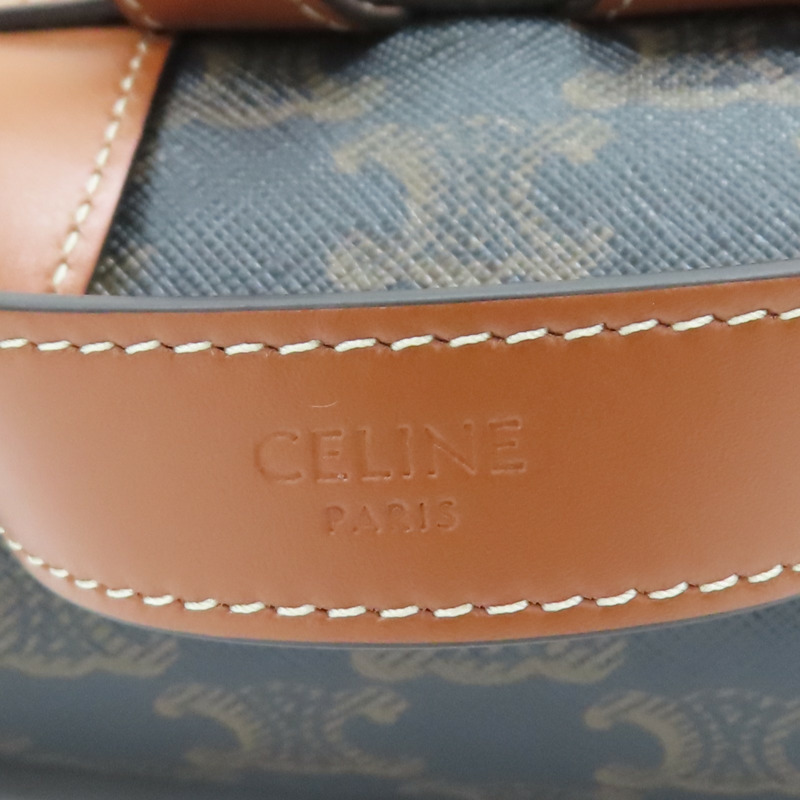 棕色 BONNIE 印花帆布 牛皮 後背包 金扣【CELINE 賽琳】 118702CAS-6
