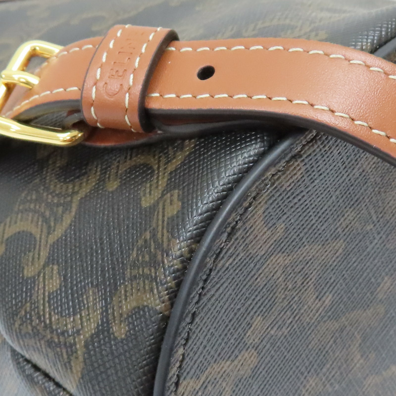 棕色 BONNIE 印花帆布 牛皮 後背包 金扣【CELINE 賽琳】 118702CAS-11