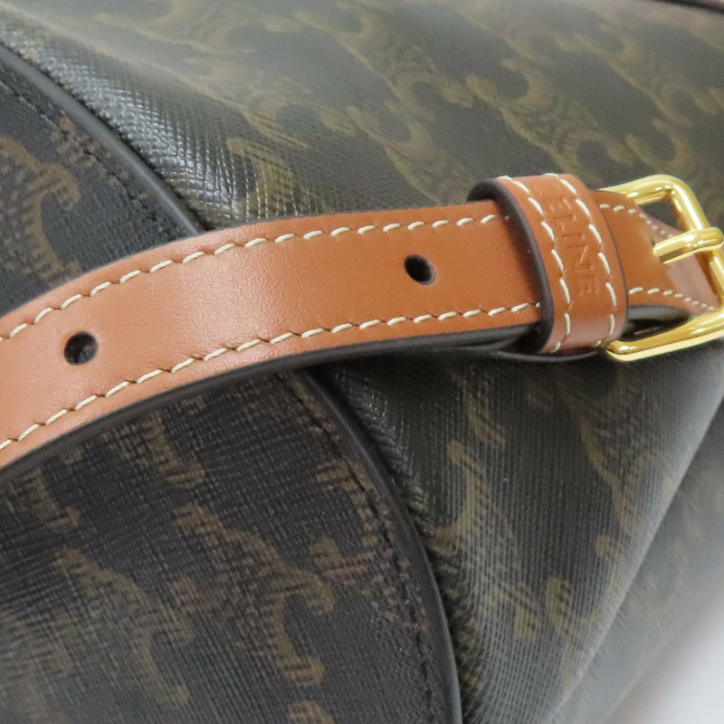 棕色 BONNIE 印花帆布 牛皮 後背包 金扣【CELINE 賽琳】 118702CAS-12