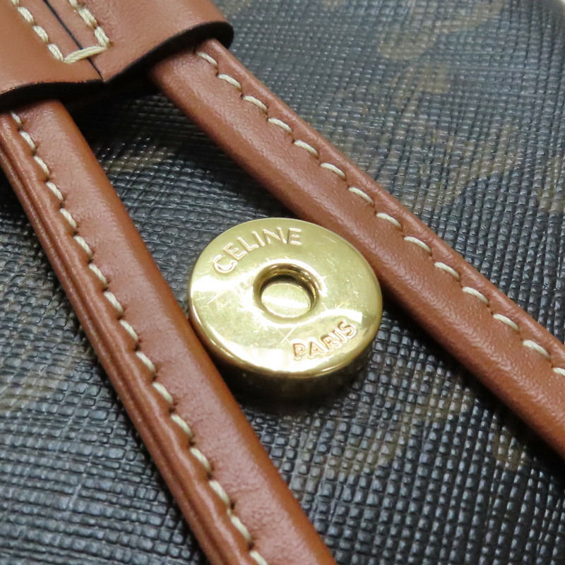 棕色 BONNIE 印花帆布 牛皮 後背包 金扣【CELINE 賽琳】 118702CAS-13