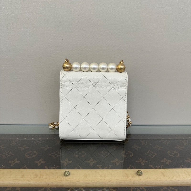 CHANEL 白金mini 珍珠肩背斜背小方包11*11*5.5 98新配件塵袋-6