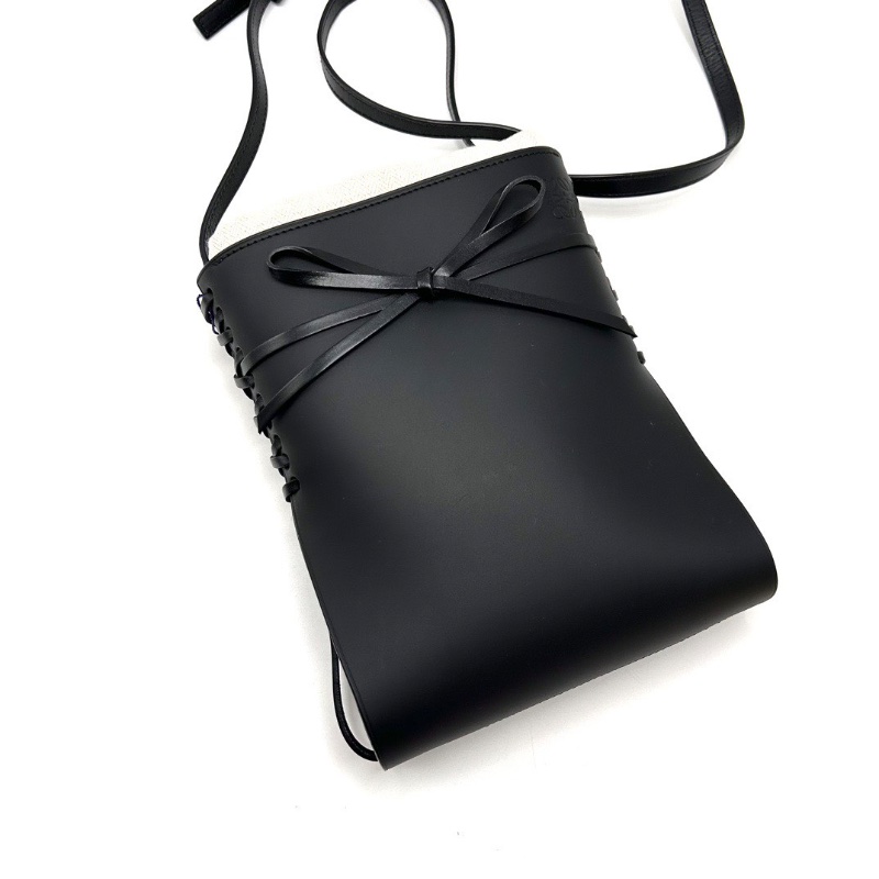 LOEWE 黑色全皮ikebana 小號肩背斜背水桶包18*23*5.5 98新配件塵袋-4