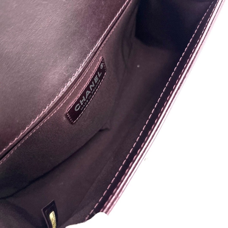 CHANEL 豬肝紅銀扣中號 Leboy宮廷限量手提肩背斜背包25*14*7 98新配件塵袋 購證保卡-1