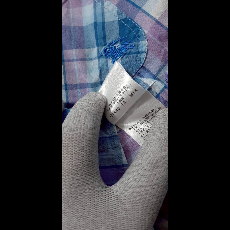 絕版BURBERRY 博柏利 BLACK LABEL 黑標 戰馬 男格紋短袖襯衫2號-8