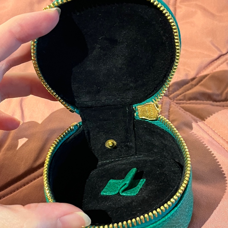CHANEL 中古祖母綠古董首飾盒 荔枝皮 小皮件收納 絕版品-8