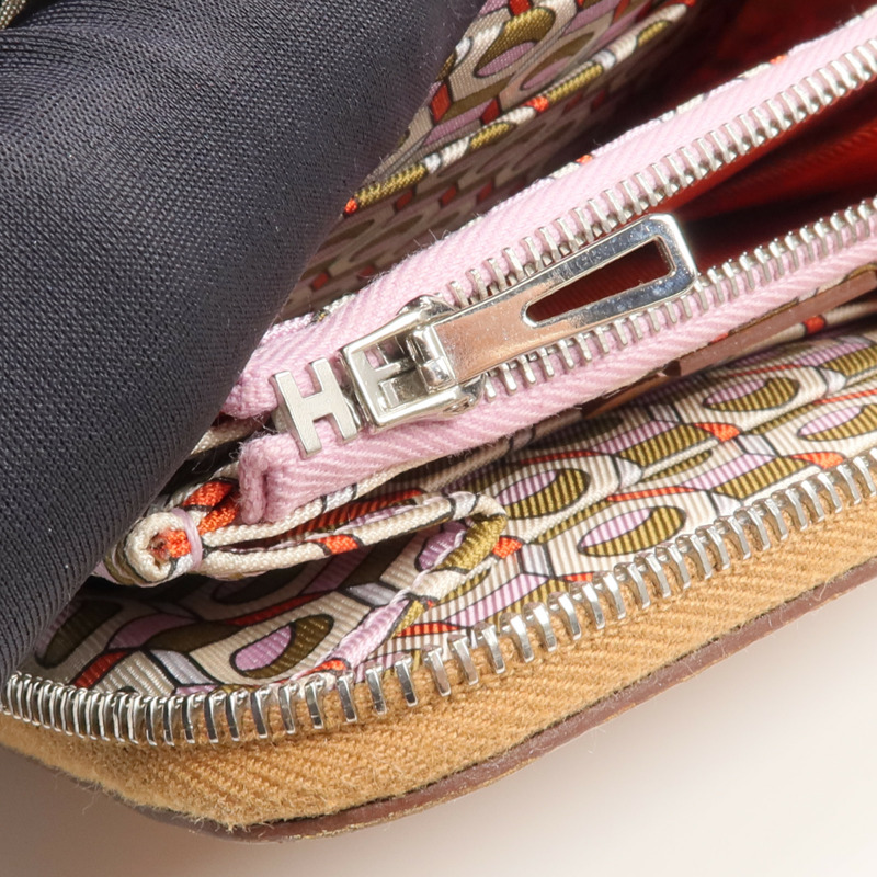 HERMES Epsom皮革Silk In Compact銀扣拉鏈錢包Gold-10