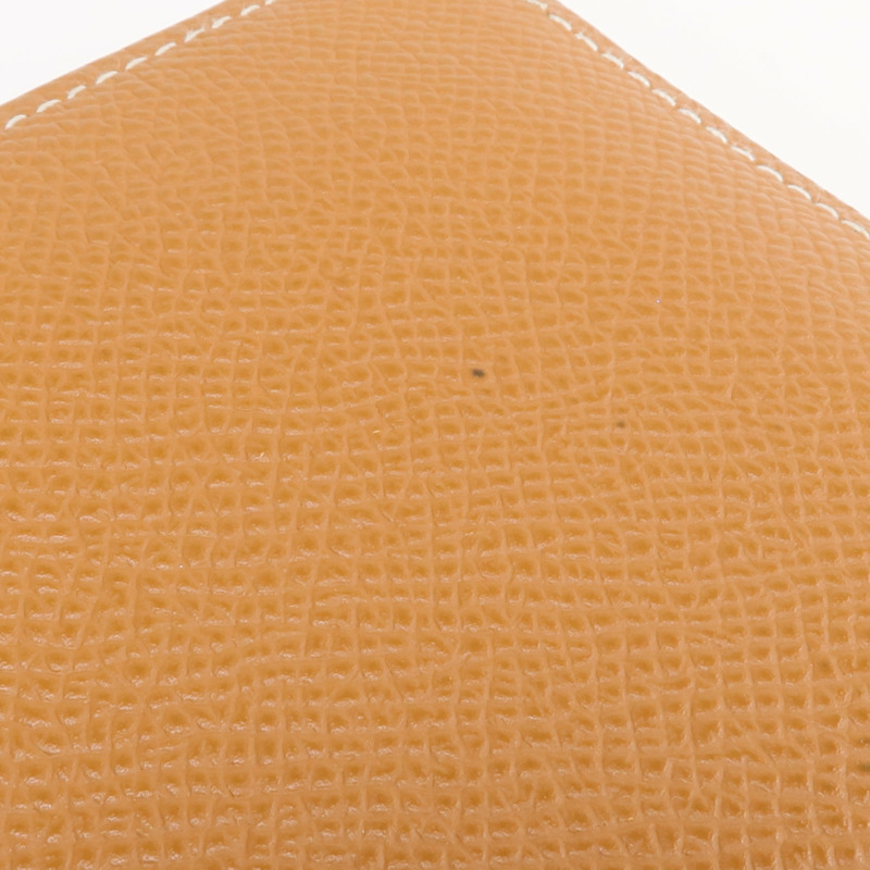 HERMES Epsom皮革Silk In Compact銀扣拉鏈錢包Gold-16