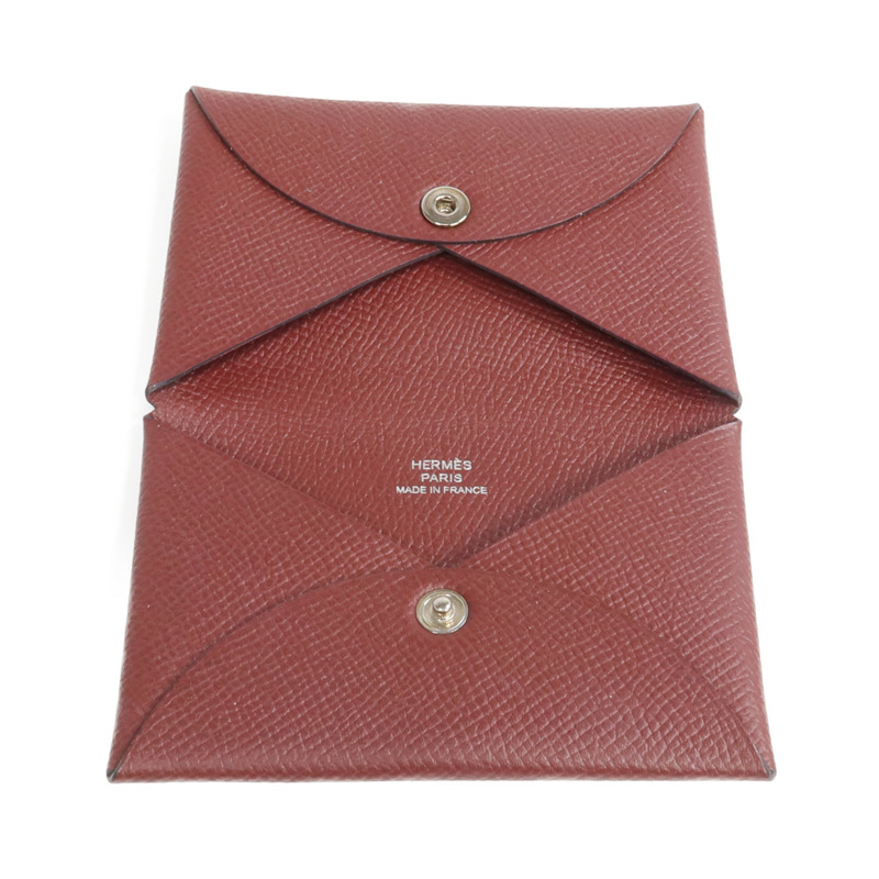 HERMES Epsom皮革Calvi Card Holder銀扣卡片套-6