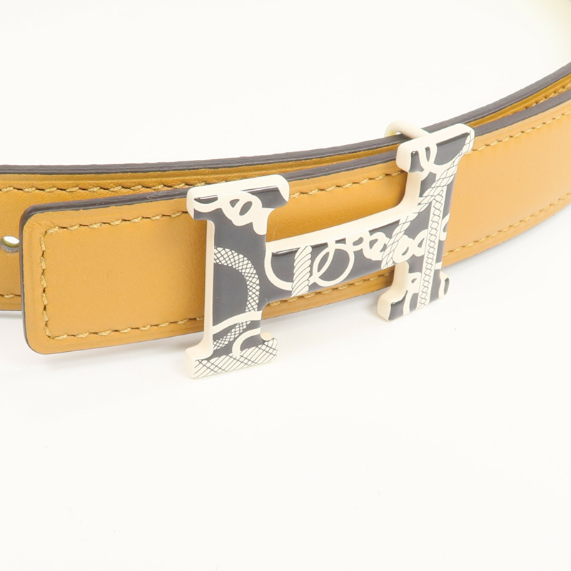 HERMES Swift/Epsom皮革Belt腰帶Biscuit/Jaune Citron-3