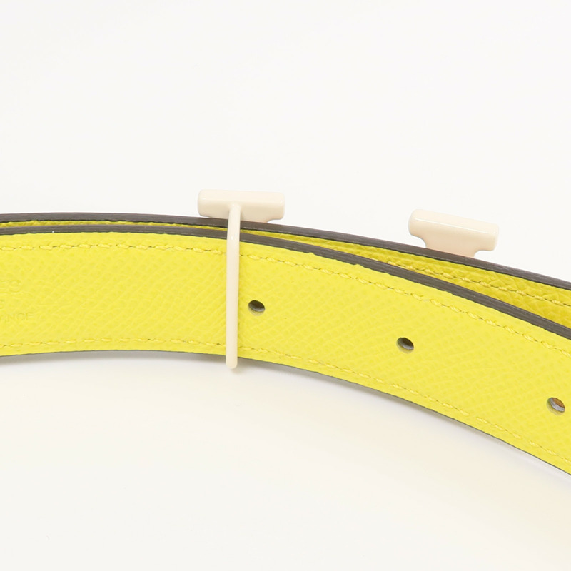 HERMES Swift/Epsom皮革Belt腰帶Biscuit/Jaune Citron-4