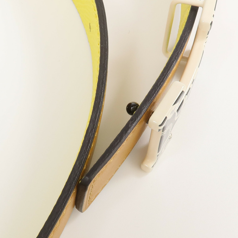HERMES Swift/Epsom皮革Belt腰帶Biscuit/Jaune Citron-5