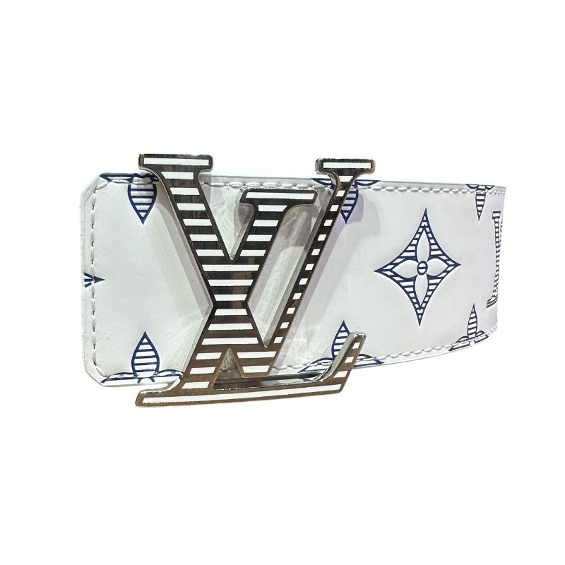 【美收精品】LV 白色老花皮帶 5-77-1