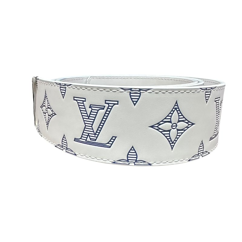 【美收精品】LV 白色老花皮帶 5-77-3