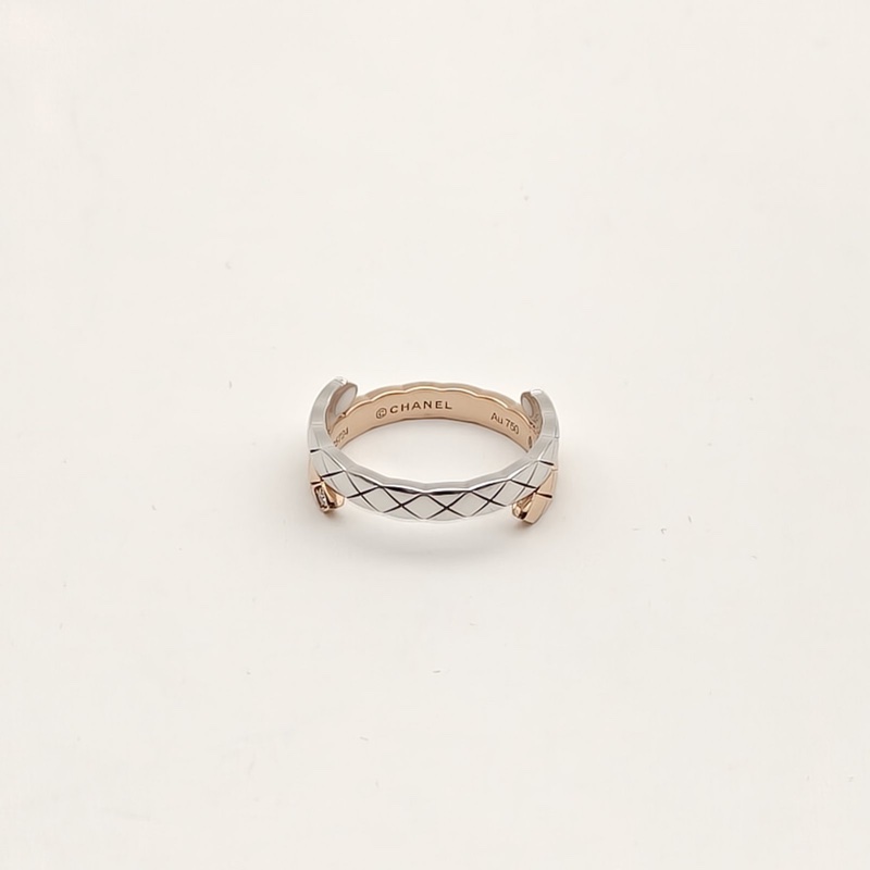 CHANEL 18K玫瑰金鑽石COCOCRUSHTOIETMOI雙環帶鑽戒指-2