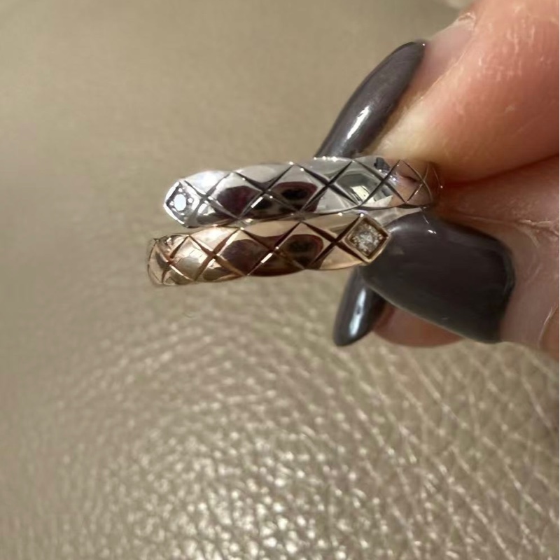 CHANEL 18K玫瑰金鑽石COCOCRUSHTOIETMOI雙環帶鑽戒指-4