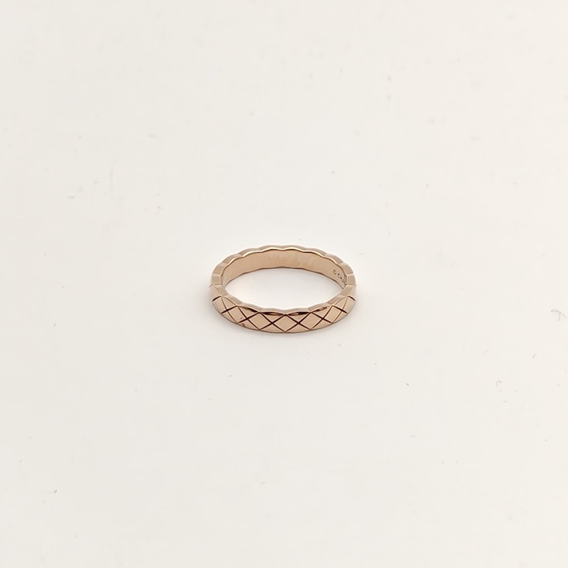 CHANEL CocoCrush窄版菱格戒指18K玫瑰金52-1