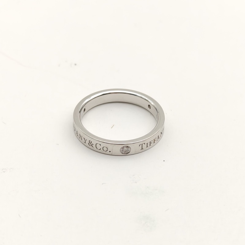 TIFFANY&CO Tiffany&Co.三鑽戒指窄版3mm鑽石/pt950-1