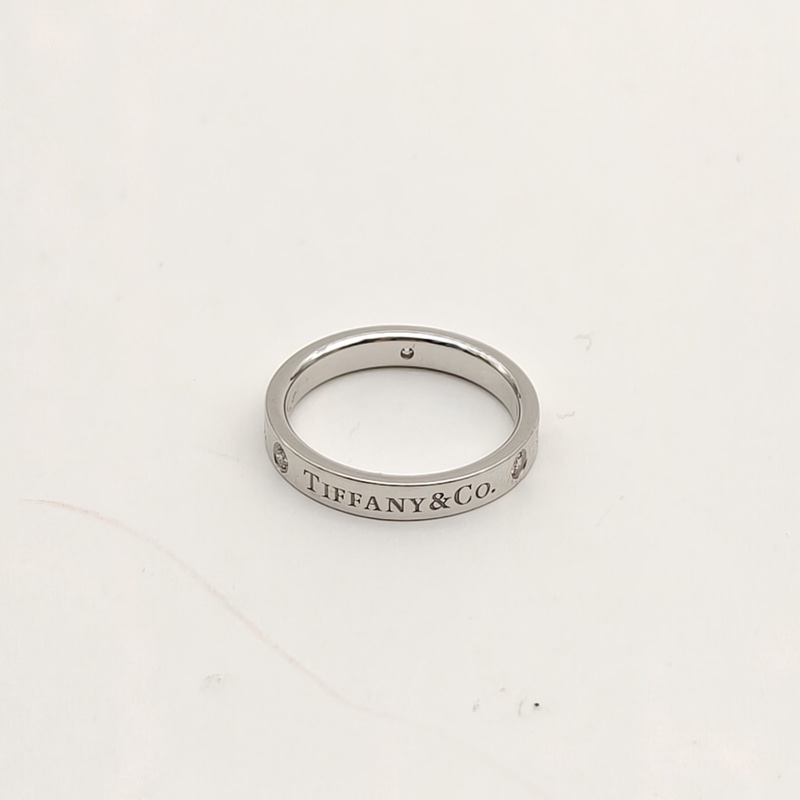 TIFFANY&CO Tiffany&Co.三鑽戒指窄版3mm鑽石/pt950-2