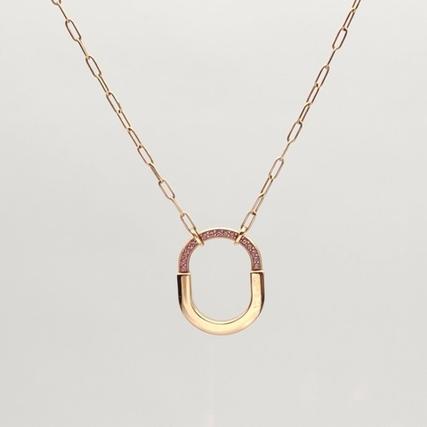 TIFFANY&CO 18K玫瑰金lockroseedition系列18k粉色藍寶石項鏈
