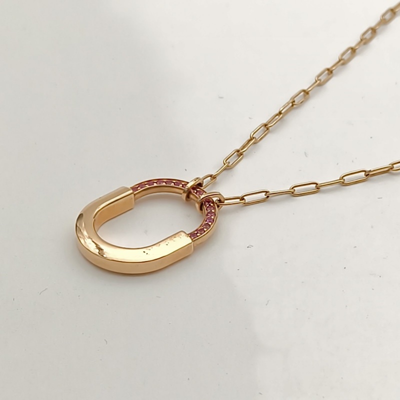 TIFFANY&CO 18K玫瑰金lockroseedition系列18k粉色藍寶石項鏈-1