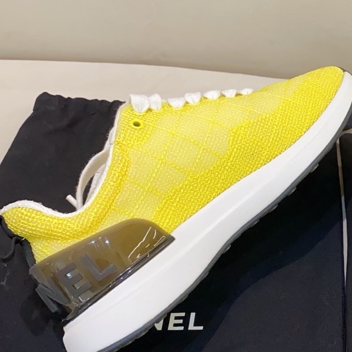 Chanel香奈兒 黃色網面運動鞋 尺碼35.5-5