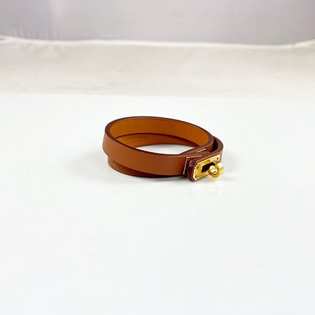 ＊奢華大道國際精品＊【H0473】HERME'S 金棕色 Mini Kelly Double Tour手環 T2-1