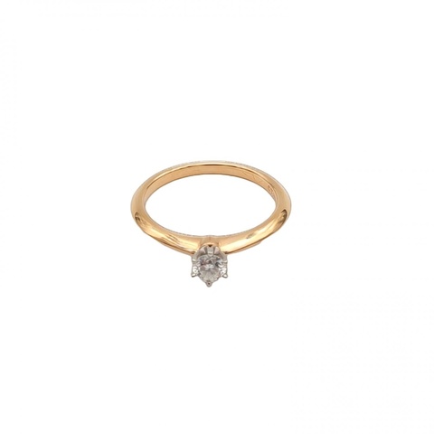 TIFFANY&CO 18K玫瑰金鑽石pt950六爪鑽戒0.24克拉52