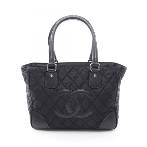 香奈兒巴黎紐約系列手提包 A33100 尼龍皮革黑色二手女款