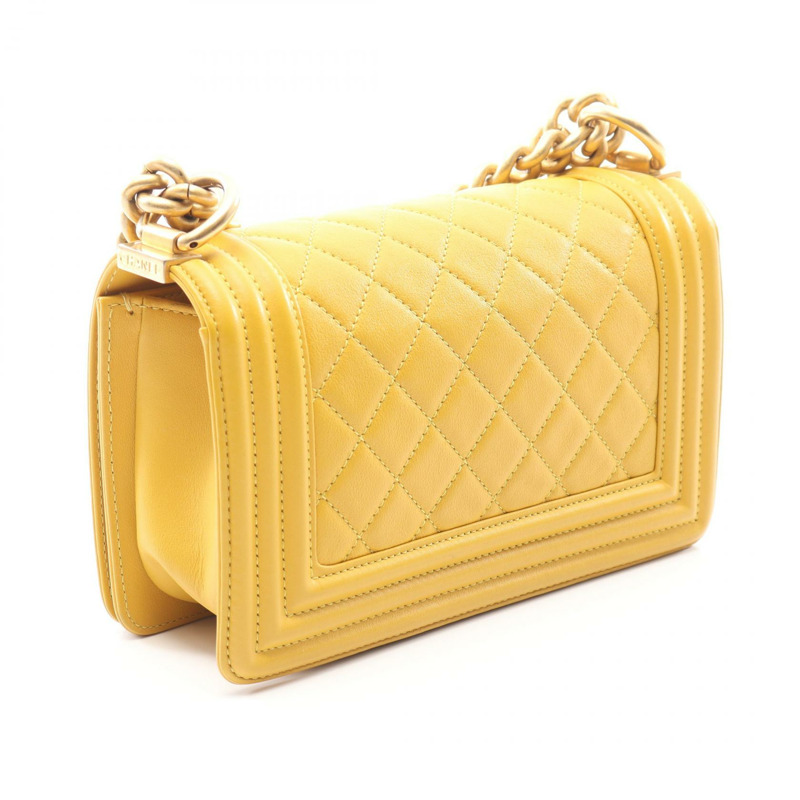 香奈兒 Boy Chanel 小號鏈條單肩手提包，羊皮材質，棕色，金色五金，二手女款-1