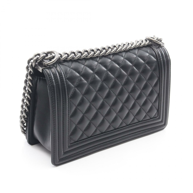 香奈兒 Boy Chanel 鏈單背包，粒面小牛皮，黑色，二手女款-1