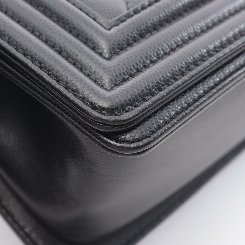 香奈兒 Boy Chanel 鏈單背包，粒面小牛皮，黑色，二手女款-5