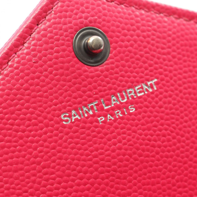 YVES SAINT LAURENT Monogram 信封式單肩斜挎包，粉紅色皮革，二手-3