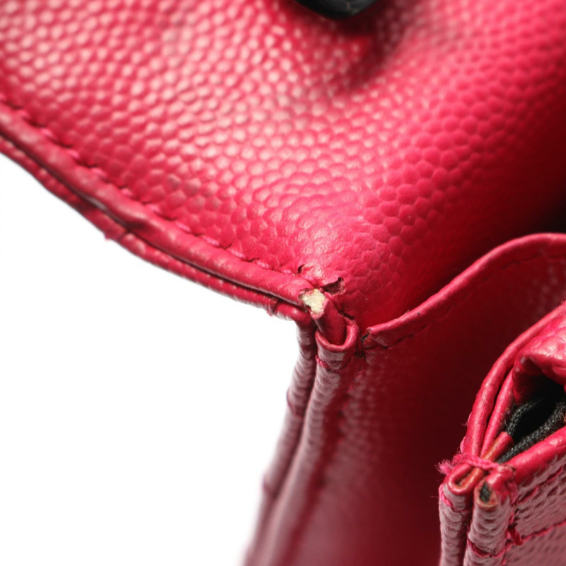 YVES SAINT LAURENT Monogram 信封式單肩斜挎包，粉紅色皮革，二手-4