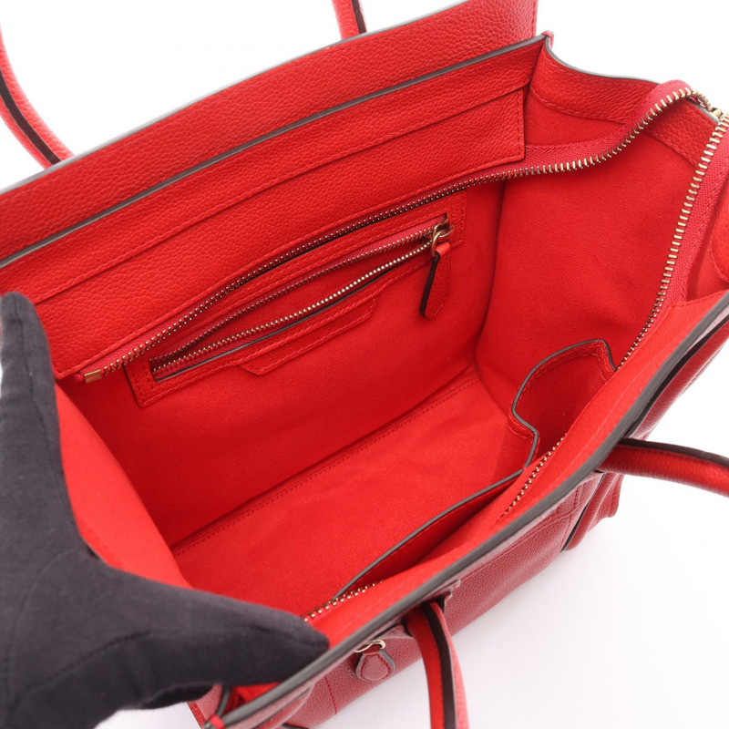 CELINE Luggage 迷你購物手提包 S-PA-1121 紅色皮革二手女款-2