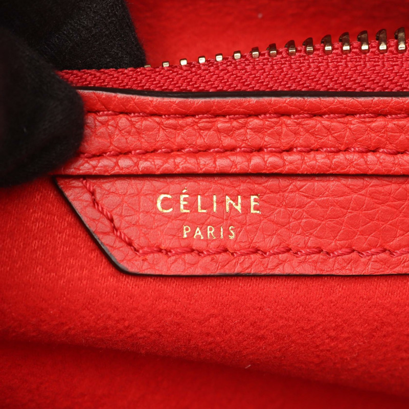 CELINE Luggage 迷你購物手提包 S-PA-1121 紅色皮革二手女款-3
