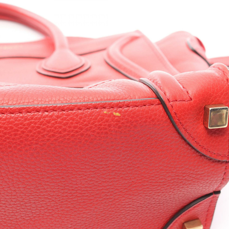 CELINE Luggage 迷你購物手提包 S-PA-1121 紅色皮革二手女款-7