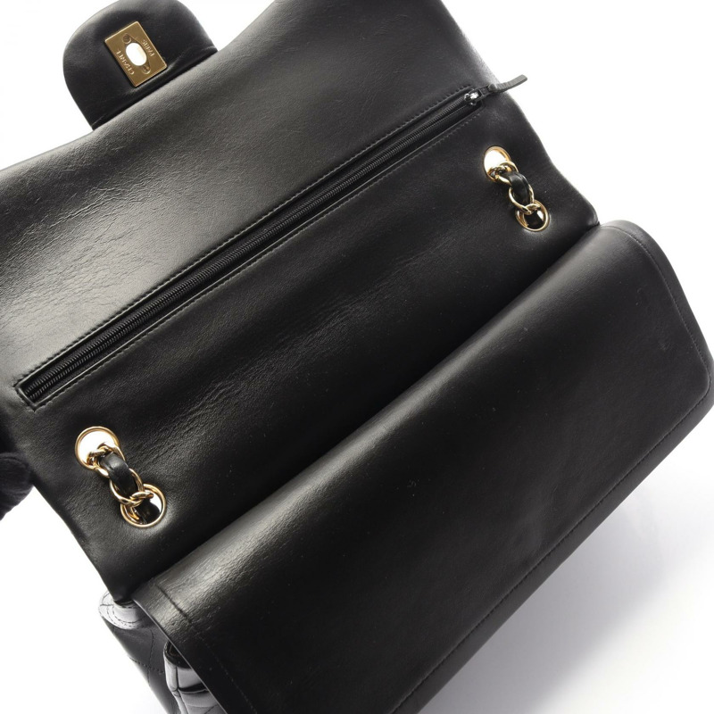 香奈兒 Deca Matelasse 30 單肩包 A58600 羊皮 黑色 二手 女士 金五金-5