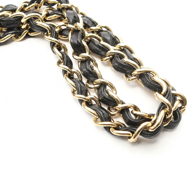 香奈兒 Deca Matelasse 30 單肩包 A58600 羊皮 黑色 二手 女士 金五金-9