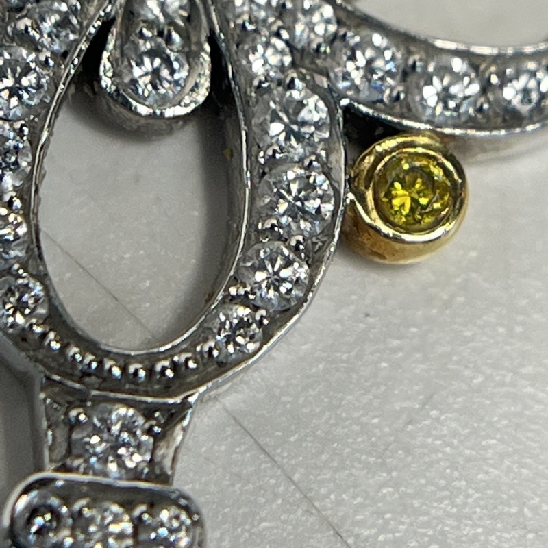 TIFFANY&CO 18K白金鑽石Keys繁華鑰匙項鏈配黃鑽4.5cm-4