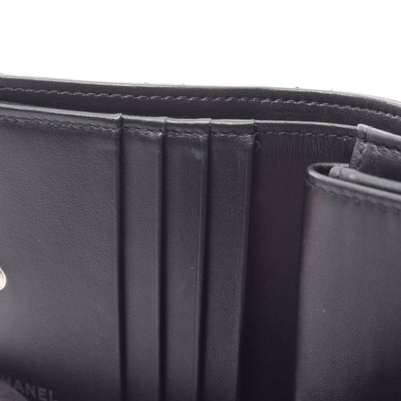 香奈兒 (CHANEL) 絎縫雙折皮夾 AP3817 皮革 黑色 二手 女士 Coco Mark-7